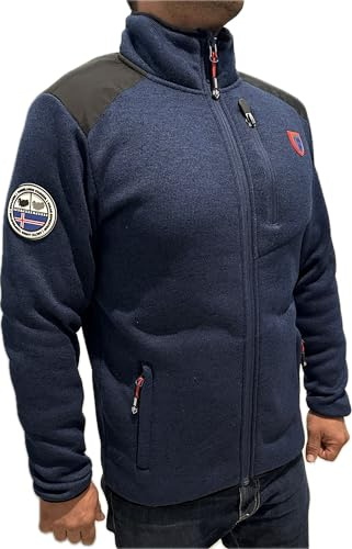 Threelands pioneer Giacca trekking outdoor leggera | Felpa invernale con zip intera in pile da uomo termica e traspirante per escursioni e tempo libero INVICTUS (IT, Testo, L, Regular, Tall, Blu)
