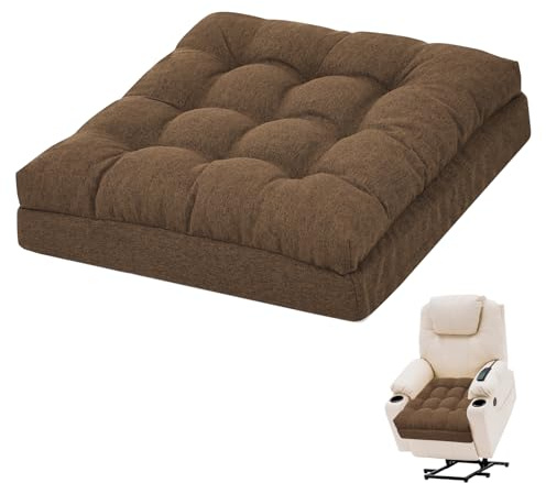 GOFORIT Sitzerhöhung für Ältere 50x50x12cm, Exklusives Zweilagiges Memory-Schaum Sitzkissen mit Starker Stützkraft, Großes Stuhlkissen rutschfest für Sessel, Sofa & Boden, Braun