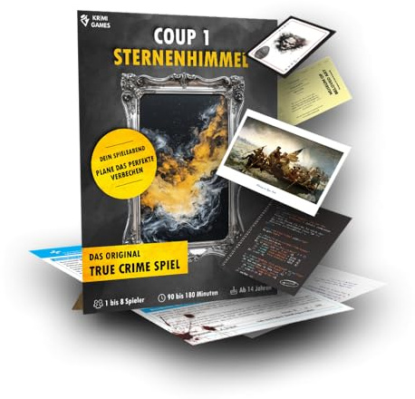 KrimiGames® Coup 1 Sternenhimmel – Heist Spiel ab 14 Jahren | Werde zum Meisterdieb: Kunstraub in Miami, Lage- und Schichtpläne, über 30 Dokumente, 1–6 Spieler.