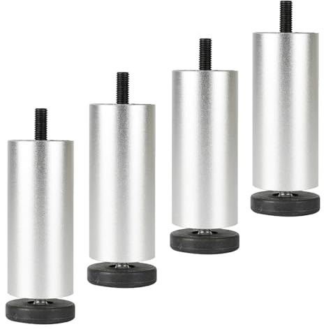 HJYCLFAZU Höhenverstellbare Tischbeine, Möbelbeine aus Metall, Couchtischfüße aus Metall, austauschbare Schreibtischfüße für Küche, Bad, 4 Stück, Silber – 30 cm / 11,8 Zoll