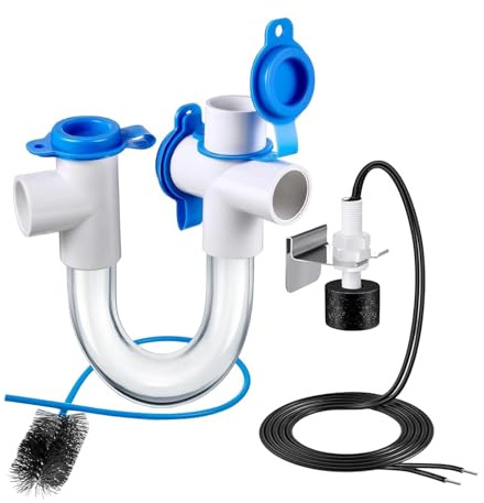 Sifón de Condensado PVC en U para Aire Acondicionado, Drenaje de Condensado Práctico con Cepillo, Multiusos- Style B