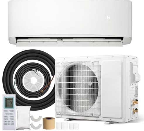 Kinetheme 12000BTU Mini Split AC/Heating System, 17 SEER2 115V Inverter Air Conditioner Cools/Heats Up to 750 Sq.Ft, Complete Installation Kit