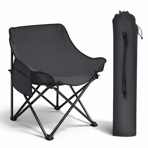 Sunula Ultraleichter Campingstuhl Faltbar – Nur 1,9kg Klappstuhl mit Tragetasche & Seitentasche, Rutschfester Angelstuhl Strandstuhl für Wandern, Camping, Garten & Balkon, Grau