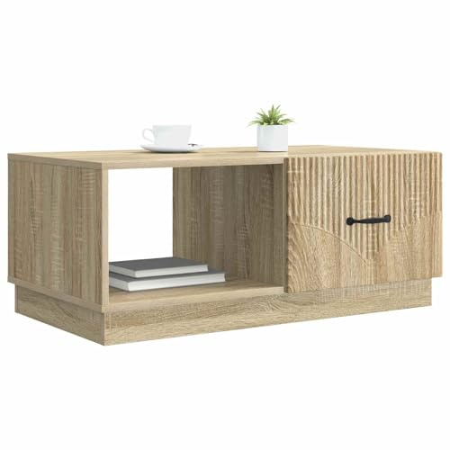 vidaXL Couchtisch Sonoma-Eiche 90 x 50 x 37 cm Holzwerkstoff, Wohnzimmer, moderner rechteckiger Couchtisch, Vintage Stil, viel Stauraum, praktische Tischfläche