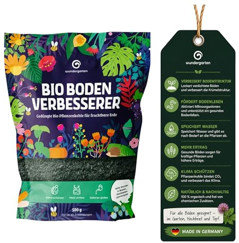1x 500g Bio Bodenverbesserer mit Pflanzenkohle – Wundergarten – Für Garten, Hochbeet & Pflanzen – Organischer Bodenaktivator für bessere Erde, mehr Wachstum & weniger Gießen