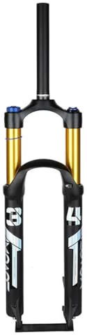 26/27.5 Pouces Fourche De Suspension De Vélo Voyage 100mm Fourches Air Vélo De Montagne Tube Droit 1-1/8 Verrouillage Manuel Fourche Avant De VTT Frein À Disque QR 9*100mm(Black Gold,26 inch)