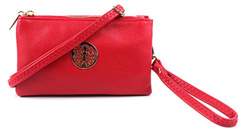 AOSSTA Womens Small Crossbody Bag for Girls Crossbody Phone Bags Mini Shoulder Handbag With Wristlet Adjustable Strap (Red)
