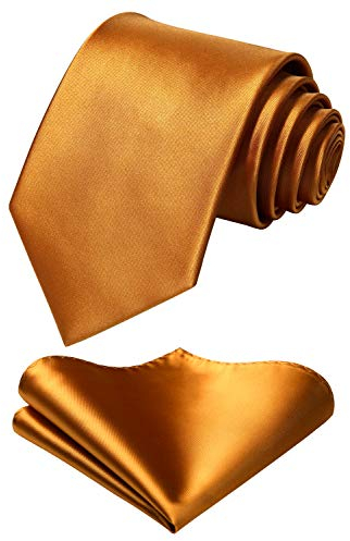 HISDERN Krawatte Kupferbraun Business Krawatte mit Einstecktuch Hochzeit Party Krawatten Set für Männer Geschenke zum Valentinstag Herren krawatte taschentuch,Braun