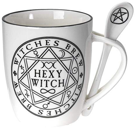 Summit Collection Alchemy Gothic Hexy Witch Occult Wicca Witch Tasse 325 ml Tasse und Löffel Set Knochenporzellan
