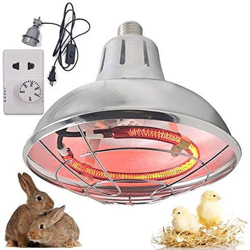 DBMGB Lampe Chauffante Poussin avec Thermostat, 220V Lampe Infrarouge Chauffante pour Chiots Tortue, Lampe Chauffante pour Animaux de Compagnie, 200W-400W