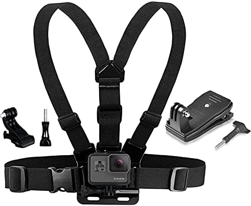 YHTSPORT Chest Mount Harness - Action Camera Strap Mount + J Hook, Adjustable Support Holder for Gopro and other Action Cameras