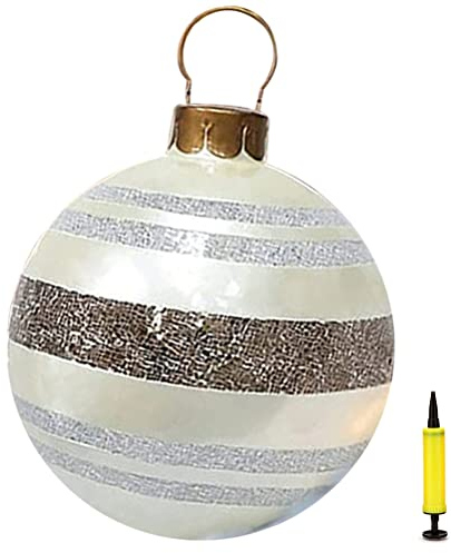 Settoo Weihnachtsdekorationen Weihnachten Aufblasbar Ball 60cm Aus PVC Christbaumkugel,Weihnachtskugel Personalisiert Baumschmuck Weihnachtskugeln (mit Inflatorzylinder)