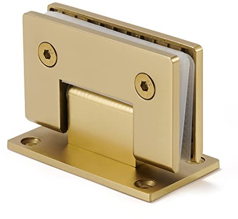 Rahmenloses glasduschtürscharnier/badezimmer-Glashalterung,5 mm massiv 304 Edelstahl,nahtlos gegossen,für 8-12 mm Glas geeignet, Gold,90-grad-wand gegen glas (1 Stk)