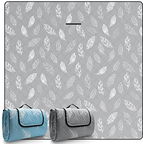 DEWUR Picknickdecke wasserdicht waschbar, Stranddecke Sandfrei XXL Campingdecke Strandmatte isoliert mit wasserdichter Unterseite (200 x 200 cm, Grau)