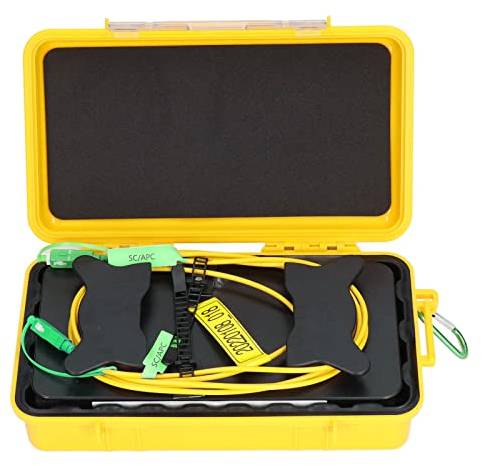 Uadme OTDR Fibra Optica, Caja de Cable de Lanzamiento OTDR, herramienta de prueba de fibra óptica, SC/APC a SC/APC Simplex Monomodo 9/125 μm, Cable de Extensión de 1 km OTDR(Amarillo)