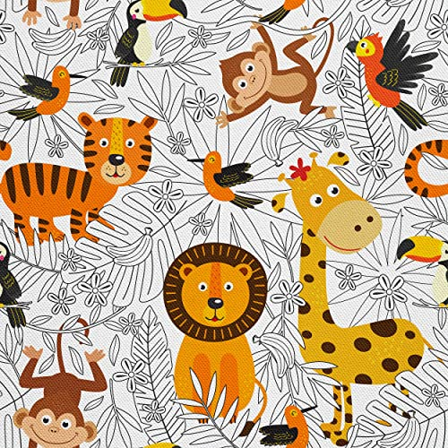 HEKO PANELS Stoff Oxford Wasserdichte Meterware Canvas-Stoff Polyester Stoff Zum Nähen Nähstoffe Dekostoffe Wasserabweisend Blickdicht Wilde Tiere 1 Meter 155 x 100 cm