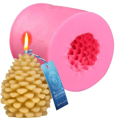 HONGECB 3D Tannenzapfen Kerzenform, 3D Kerzenform Weihnachten, Weihnachtsbaum Silikon Kerze Formen, für Weihnachts, Halloween, Erntedankfest, Für Herstellung Von Kerzen, Aromasteinen, Seife, A