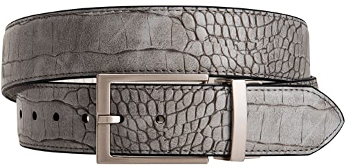 Greg Norman Men's Reversible Croco Print Leather Golf Belt Grey/White 32