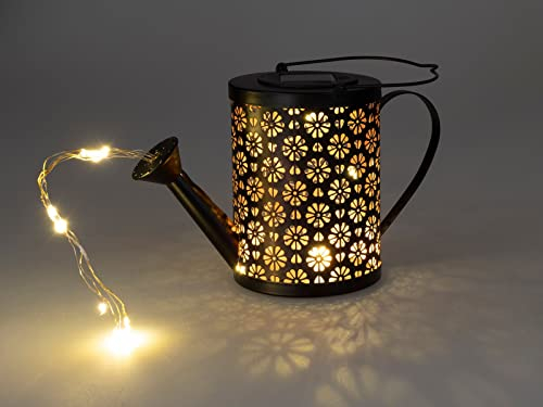 In-Outdoor Solarlaterne Gießkanne Metall schwarz 26 cm Stimmungslicht LED Solar