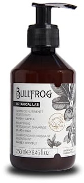 Bullfrog Pflegendes Shampoo 250 ml – Shampoo für Haare und Bart – beruhigende und revitalisierende Eigenschaften – süße und leckere Noten – Made in Italy