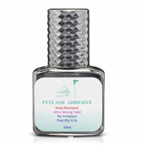 Lilly Nail & Beauty Eyelash Extension Glue – Ultra-Hold Fast-Drying Lash Adhesive, Gentle Formula for Sensitive Eyes, Heat-Resistant Professional Glue for Long-Lasting Wear (Pack of 1, 10ml)