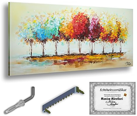 Monica Mirafiori I 100% HANDGEMALT I Gemälde Baumflüstern 100x50cm | Gemälde Handgemalt | Acrylgemälde | Sehr Großes Acrylbild I Moderne Kunst I Kunstbilder