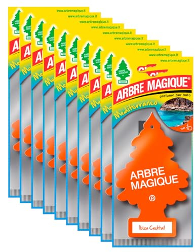 Arbre Magique Mono, fester Lufterfrischer für das Auto, Duft Ibiza Cocktail, frischer und leicht würziger Duft, hält bis zu 7 Wochen, hergestellt in Italien, Packung mit 10 Stück