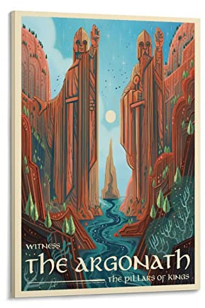 The Argonath – See Middle Earth LOTR Poster – Retro Vintage Poster Kunstwerke Bild Druck Poster Wandkunst Malerei Leinwand Dekor Home Poster 30 x 45 cm