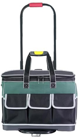 Large Capacity Rolling Tool Bag Plastic Bottom Telescopic Handle Tool Storage Organizer for Electrician Carpenter