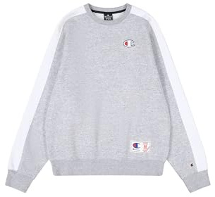 Champion Legacy Retro Sport (220318) - Soft Compact Poly Fleece Crewneck Sweatshirt, Grau Melange/Weiß (NOXM/Wht), XL Herren FW24, Grau Meliert/Weiß (Noxm/Wht), XL