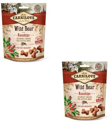 Carnilove Crunchy Snack Wild Boar with Rosehips | Doppelpack | 2 x 200 g | Snack mit Wildschwein und Hagebutte für Hunde | Insbesondere für aktive Hunde | Ohne Zuckerzusatz