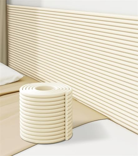 GZGLZDQ Wandpaneele Gepolstert Für Schlafzimmer, 1cm Dick Anti-Kollision Gepolstert Wandpolster Kopfteil, 3D Selbstklebend Wandpaneele Wandpolster(Beige,60cm x 2m)
