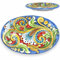 SICILIA BEDDA CAPACI Vassoio Ovale ceramica Caltagirone, piatto da portata, L 30 x 20 cm ca. fondo blu, decoro barocco e floreale