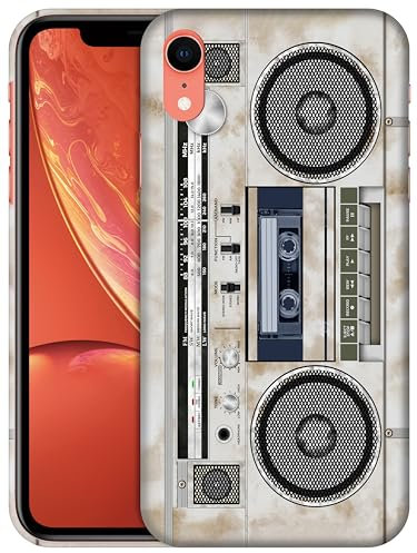 GlamCase for iPhone XR, iPhone XR Case - Vintage Radio Cassette Recorder Design Printed Slim Fit Cute Plastic Hard Snap on Protective Designer Back Phone Case/Cover for iPhone XR. Multicolor