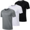 LUWELL PRO 3 Pack Mens T Shirts Gym Clothes Running ShirtsQuick Dry Sport Tops for Men UK Moisture Wicking Athletic Shirt Breathable Short Sleeve Work Tshirts Multipack(YF-UK-560-Black Grey White-XL)