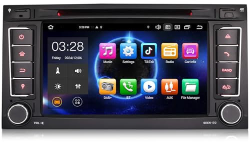 Erisin 8-Core 4+64GB Android 14 Estéreo de Automóvil Autoradio Radio Navegador para VW Touareg T5 Multivan GPS Carplay Android Auto DSP Bluetooth WiFi Dab + SWC Pantalla táctil