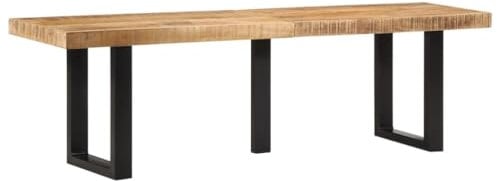 vidaXL Bank 160 cm Raues Mangoholz und Stahl, Sitzbank, Bankcouch, Dielenbank, Sitzbank, Essbank, Indoor Bank, Flurbank, Schlafzimmerbank, Holzbank