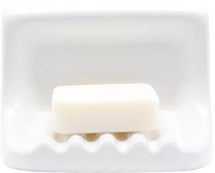 White Vintage Mounted Ceramic Soap Dish for Shower Wall,Retro Ceramic Soap Holder Porcelain Soap Dish Holder Tray for Home Bathtub Bathroom Sink Shower Wall Easy to Clean Keep Soap Dish Dry
