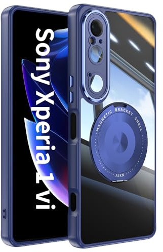 leleyo Phone Case for Sony Xperia 1 VI Case with 360° rotating ring stand, tempered glass lens protector, shockproof protective cover for Sony Xperia 1 VI 6.5 (2024),Blue