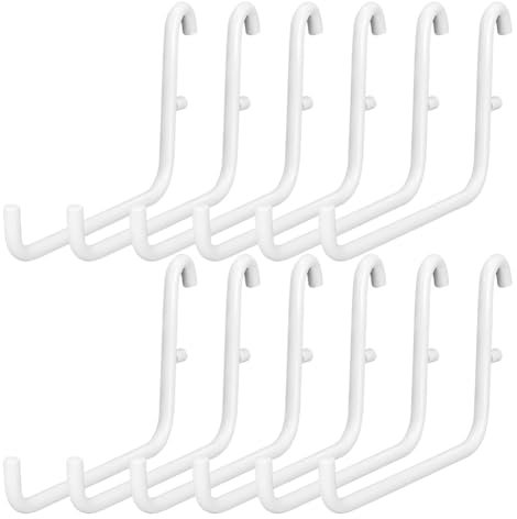 Pinafresa 12 Pièces Crochets pour Panneau Perforé, Accessoires pour Panneau Perforé, Ensemble Crochets Longs pour Panneau Perforé, Outil Rangement en Métal, Outil Bureau à Domicile Étanche