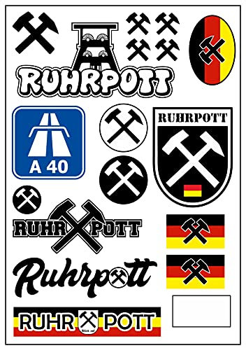 Daged Ruhrpott Deutschland Flaggen Fahne Set 14 Stück Aufkleber selbstklebend Sticker BL