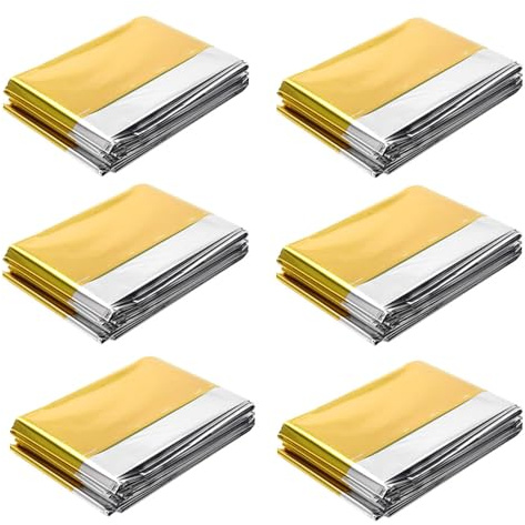 6 Stück Rettungsdecke, 210 X 160cm Rettungsdecke Gold Silber für Notfälle, Rettungsdecke Extra Stark, Rettungsdecken, Notfalldecke, Erste Hilfe Decke Für Erste Hilfe Wandern & Camping Und Outdoor