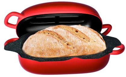 Dutch Oven for Bread Baking - 2.5QT Bread Pans for Homemade Bread with Perforated Non-Stick Silicone Liner Cast Iron Bread Pan Dutch Oven Loaf Pan with Lid and Loop Handles for Homemade Breadmaking