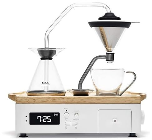KHZKHC Coffee Alarm Clock Coffee Maker, Coffee Tea Alarm Clock, Drip Coffee Maker, Glass Cup 150ml, Milk Cooling Bottle 25ml, Extraction Tank 180ml, Timer Alarm Clock, Cooked Advance Delayed