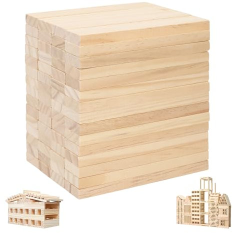 AYSYR 60 Stück Holzklötzchen zum Basteln,Easy Sticks 110 × 22 × 8mm,Klötzchen zum Basteln für DIY Projekte und Deko,Bastelklötzchen Gratfrei,Bastelholz für Gesellschaftsspiele Verwendet Werden