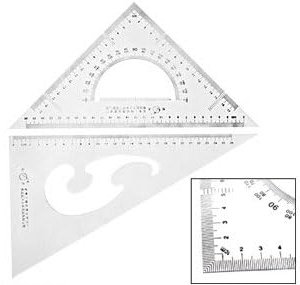 Set Squadre da Disegno Tecnico, 32cm, con Goniometro e Curvilinee Integrati, 2 Pezzi