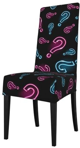 Hyaszst Sitzschutz Stretch Esszimmerstuhl Schonbezug Sitzbezug für Stühle,Stuhlhussen,Neon Fragezeichen nahtlos