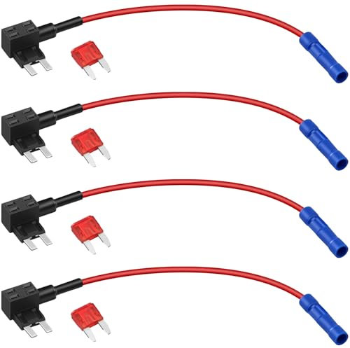 Poeland 4er Set Sicherung Adapter, Stromdieb, Mini Auto Sicherungsadapter mit 10 A Mini Blade-Sicherung für Auto, Elektronikgerät