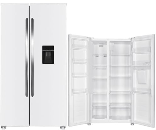PKM SBS450 NFDWDEW, Side by Side Kühl-Gefrierkombination 439 L/NoFrost/Wasserspender/151 Liter 4 Gefrierfach/40 dB/Freistehend (Weiß)