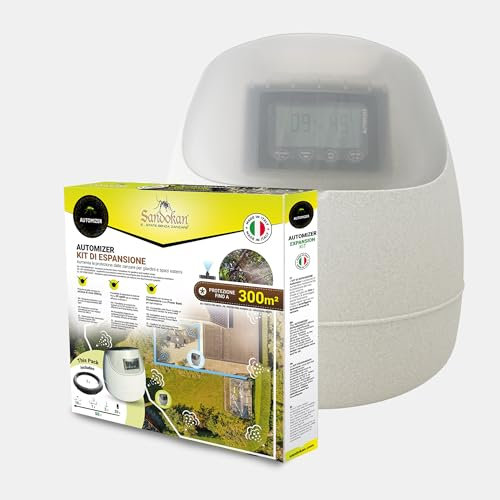 Kit Espansione Antizanzare AUTOMIZER Sandokan ATOMIZER – 10 Ugelli, 33 m Tubo Flessibile, Sistema Nebulizzatore Esterno per Giardino, Terrazzo, Cortile – Made in Italy, Compatibile 12V/Battery Pack